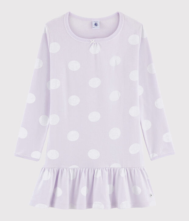 Gepunktetes Nachthemd f&uuml;r M&auml;dchen violett/weiss