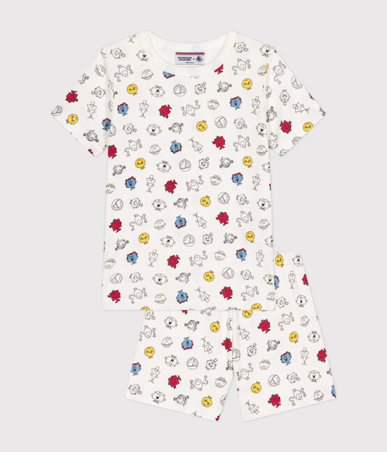 Kinder-Kurzpyjama Mr. Men und Little Miss aus Baumwolle weiss MARSHMALLOW/weiss MULTICO