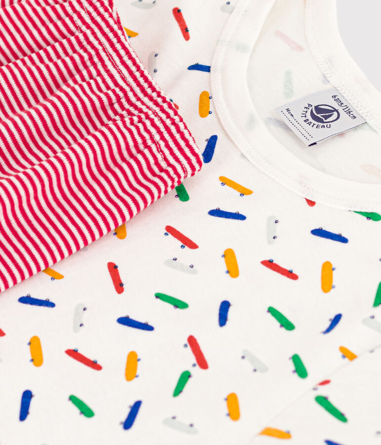 Kurzer Kinderpyjama aus Baumwolle weiss/vielfarbig