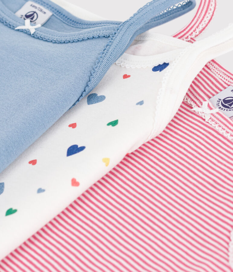 Set Kinder Spaghetti-Tops aus Baumwolle mit Herzmotiv vielfarbig