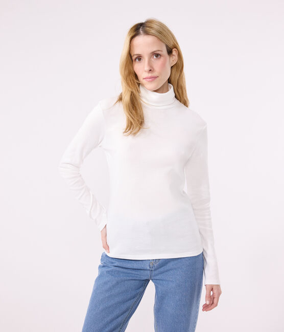 Damen-Rollkragenshirt "L'Iconique" aus Baumwolle weiss ECUME
