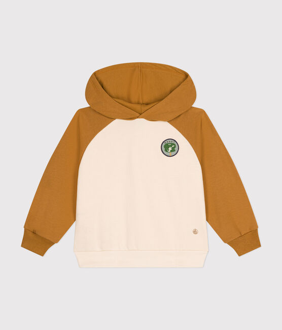 Kinder-Sweatshirt mit Kapuze aus Molton für Jungen beige AVALANCHE/ CUIVRE