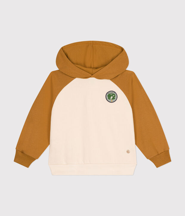 Kinder-Sweatshirt mit Kapuze aus Molton f&uuml;r Jungen naturfarben/braun