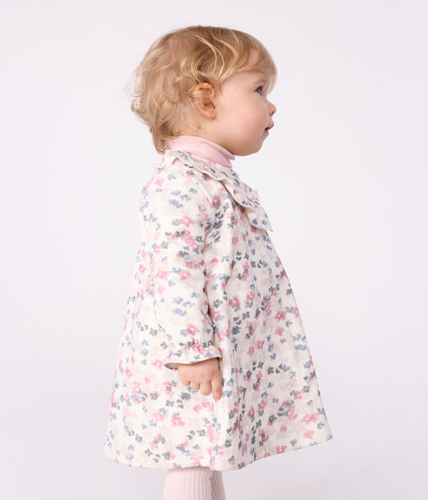 Lang&auml;rmeliges Baby-Kleid aus Baumwolle mit Blumenmuster naturfarben/vielfarbig