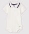 Kurzärmeliger Baby-Body aus Baumwolle mit Polokragen für Jungen weiss MARSHMALLOW