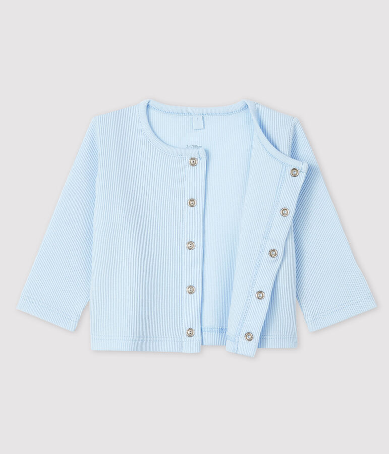 Baby-Cardigan aus 2x2-Rippstrick aus Bio-Baumwolle blau FRAICHEUR