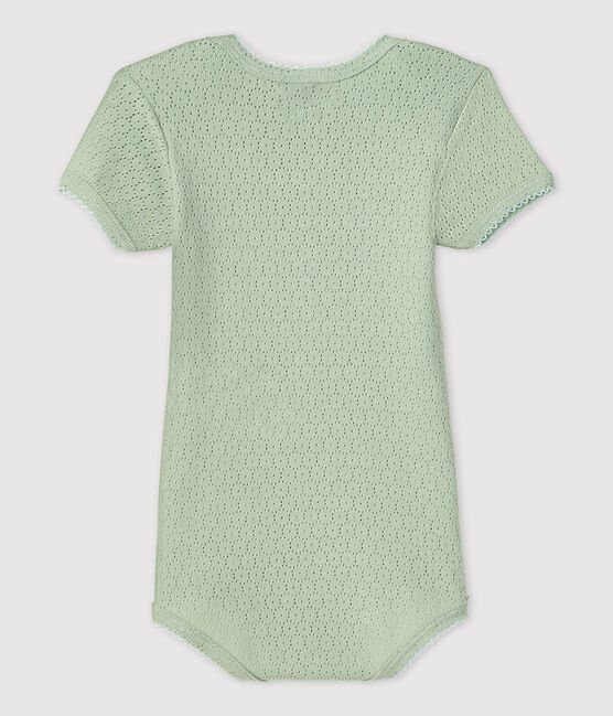 Kurzärmeliger Baby-Body aus Ajour-Strick grün HERBIER