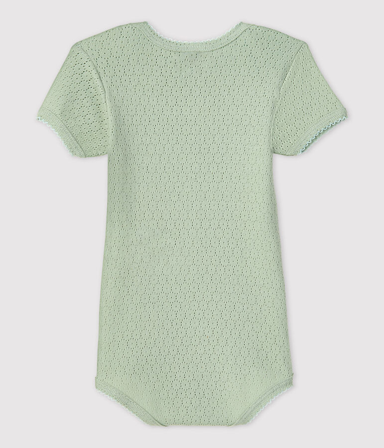 Kurz&auml;rmeliger Baby-Body aus Ajour-Strick gr&uuml;n HERBIER