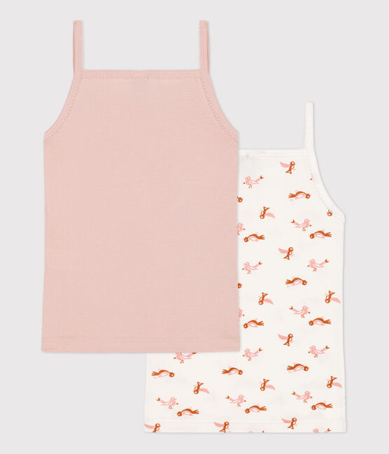 2er-Set Spaghetti-Tops aus Baumwolle mit Vogelmotiv für Mädchen variante 1