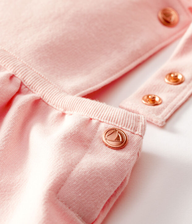 Kurze Baby-Latzhose aus Molton f&uuml;r M&auml;dchen rosa