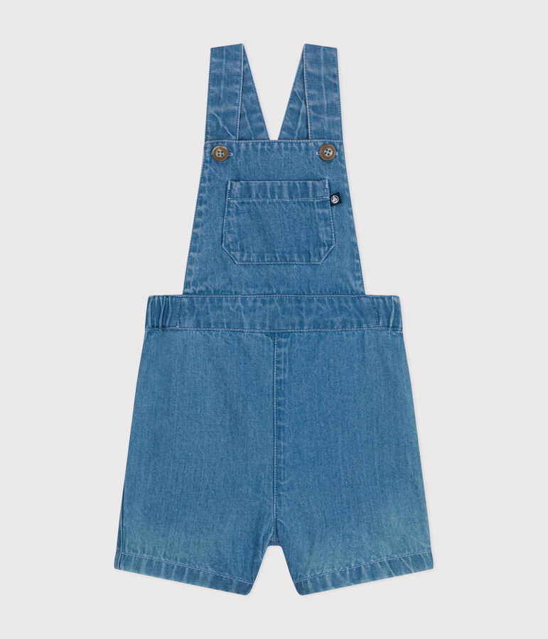 Kurze Baby-Latzhose aus leichtem Denim blau