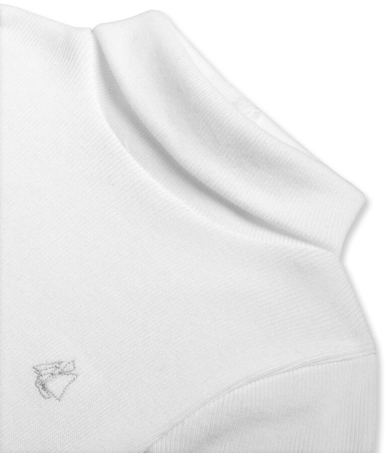 Baby-Body, Langarm, Rollkragen, Unisex, aus angerauter Baumwolle weiss Ecume