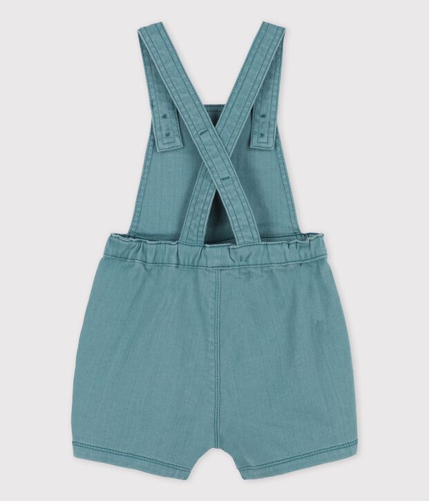 Kurze Baby-Latzhose aus gef&auml;rbtem Denim gr&uuml;n