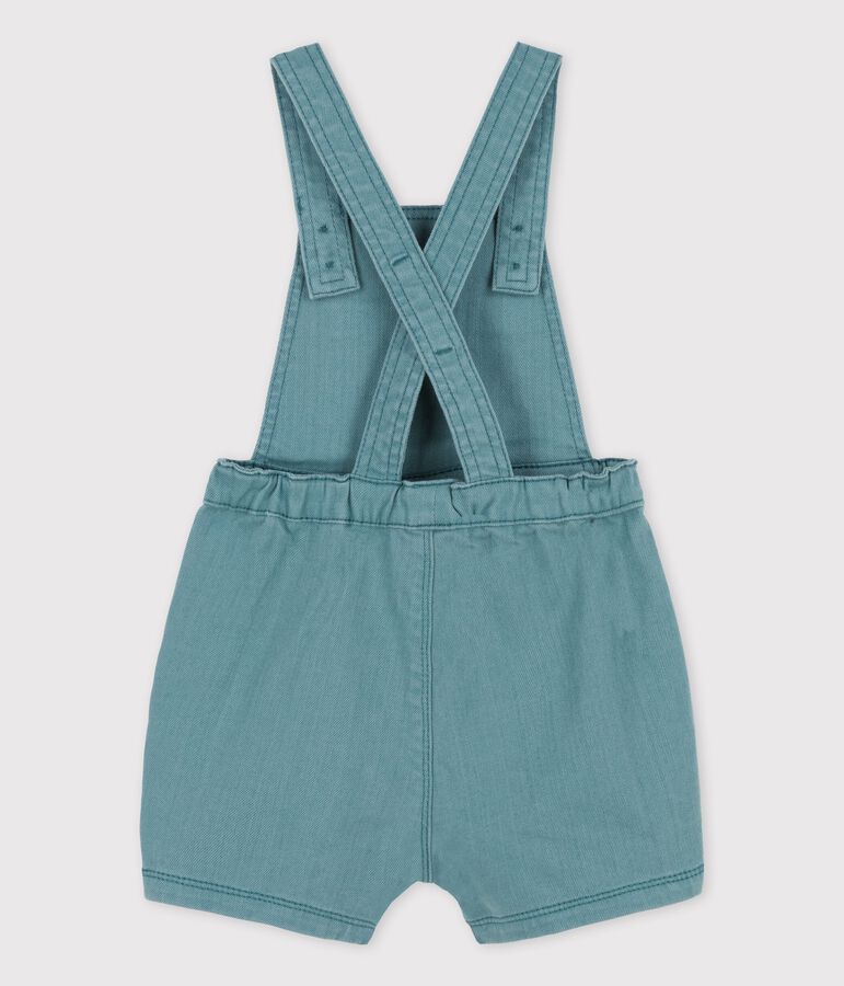 Kurze Baby-Latzhose aus gef&auml;rbtem Denim gr&uuml;n