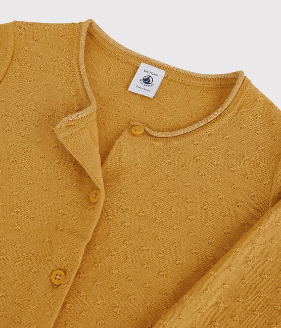 Cardigan aus Wolle und Baumwolle für Mädchen gelb BOUDOR