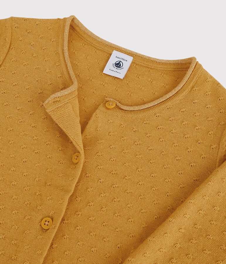 Cardigan aus Wolle und Baumwolle f&uuml;r M&auml;dchen gelb