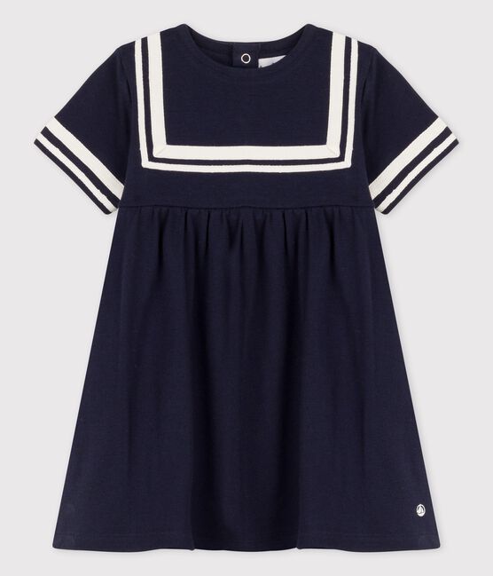 Kurzärmeliges Baby-Kleid im Matrosenstil aus Bio-Baumwolle blau SMOKING