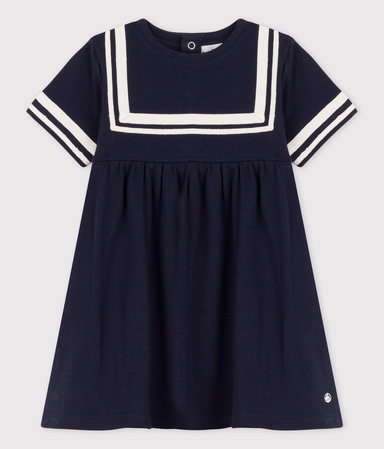 Kurz&auml;rmeliges Baby-Kleid im Matrosenstil aus Bio-Baumwolle blau