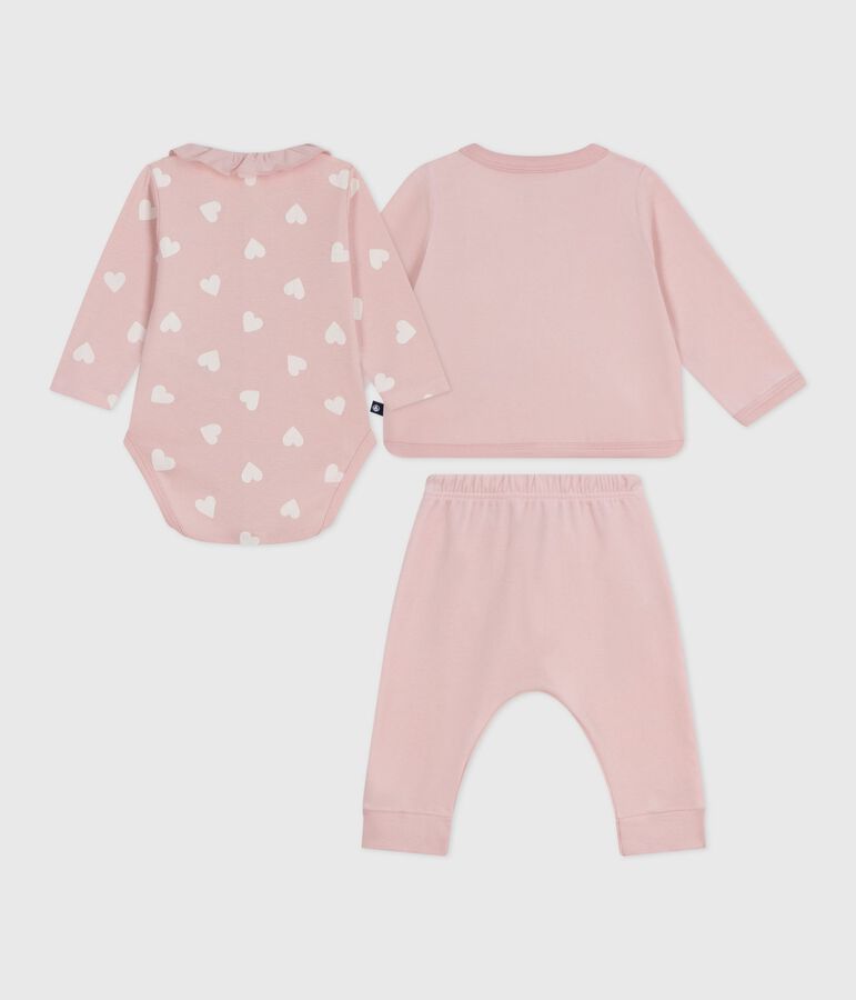 2-teiliges Baby-Geschenkset aus Nicki und bestickter Body mit Herzmotiv rosa