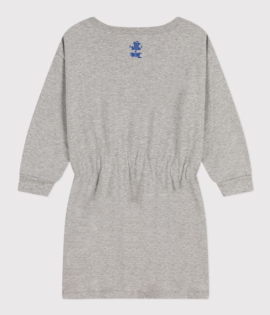 Langärmeliges Kleid aus Molton für Mädchen grau CHATON CHINE