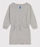 Langärmeliges Kleid aus Molton für Mädchen grau CHATON CHINE