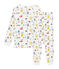 Rippstrick-Pyjama für kleine Jungen weiss MARSHMALLOW/weiss MULTICO