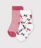 2er-Set Baby-Socken aus Baumwolle mit Streifen und Blumenmuster vielfarbig