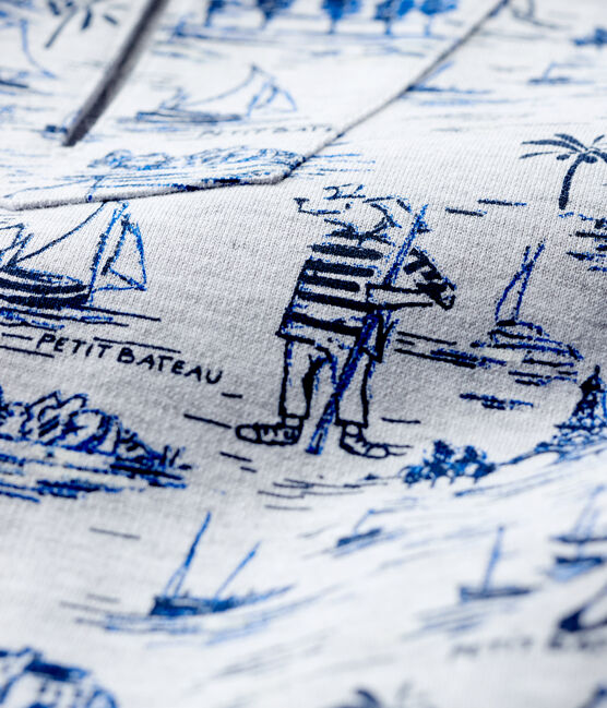 Baby-Sweatshirt aus Molton mit Muster für Jungen grau POUSSIERE/blau SMOKING
