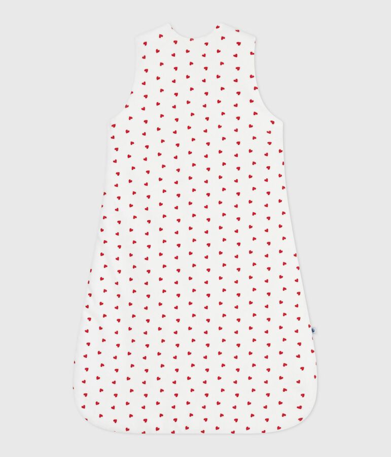 Baby-Schlafsack aus Nicki mit Herzmotiv TOG-Wert 3 weiss/rot