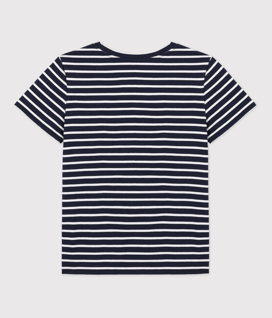 Damen-T-Shirt LE DROIT aus Baumwolle mit Rundhalsausschnitt blau SMOKING/weiss MARSHMALLOW