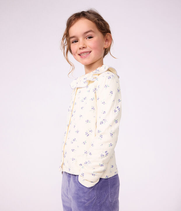 Kinder-Cardigan aus Baumwolle mit Blumenmuster naturfarben/vielfarbig