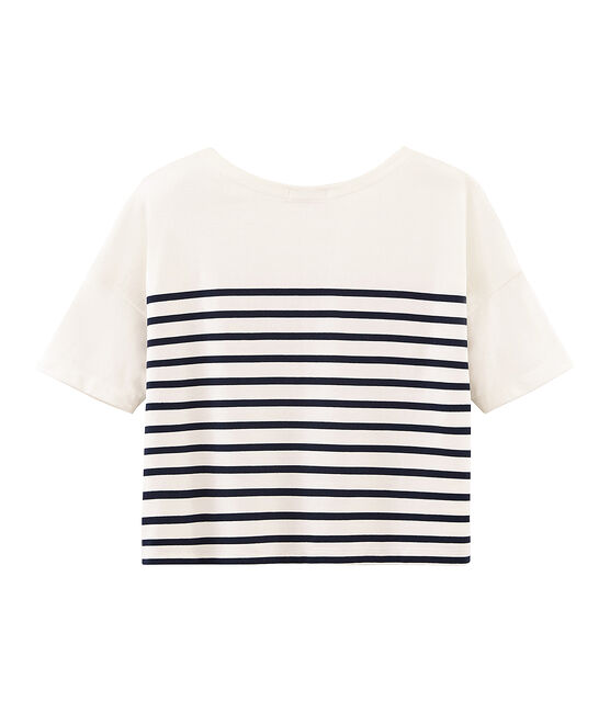 Kurzärmeliges seemannshemd damen weiss MARSHMALLOW/blau SMOKING