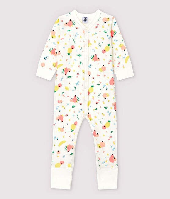 Baby-Strampler aus Baumwolle mit abnehmbaren Füßen für Mädchen weiss MARSHMALLOW/weiss MULTICO