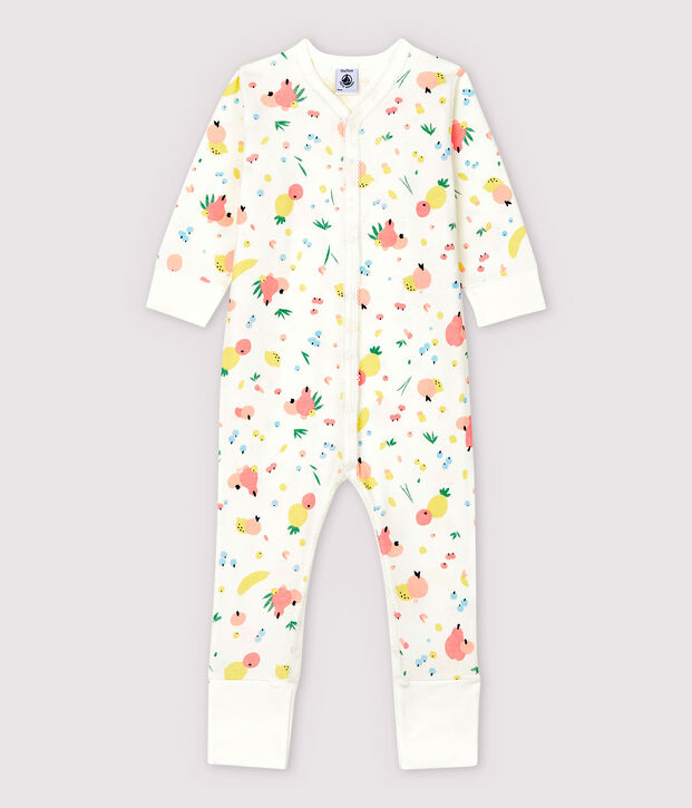 Baby-Strampler aus Baumwolle mit abnehmbaren F&uuml;&szlig;en f&uuml;r M&auml;dchen weiss/vielfarbig