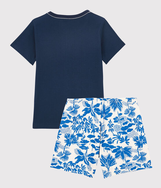Kinder-Kurzpyjama aus Baumwolle für Jungen blau MEDIEVAL/weiss MULTICO