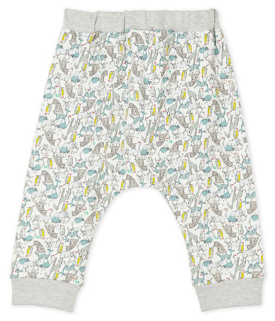 Baby-Hose aus leichtem Molton für Jungen weiss MARSHMALLOW/weiss MULTICO