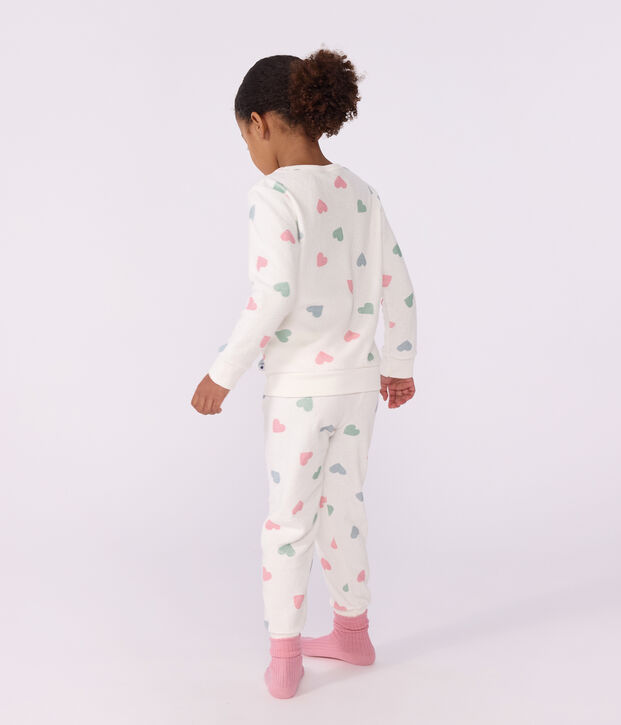 Kinder-Pyjama aus Baumwoll-Frottee mit Herzmotiv naturfarben/vielfarbig