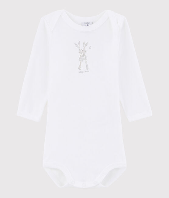 Langärmeliger Baby-Body Mädchen/Jungen weiss ECUME