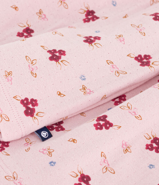 Langärmeliges Kinder-Kleid aus Baumwolle rosa JOLI/weiss MULTICO