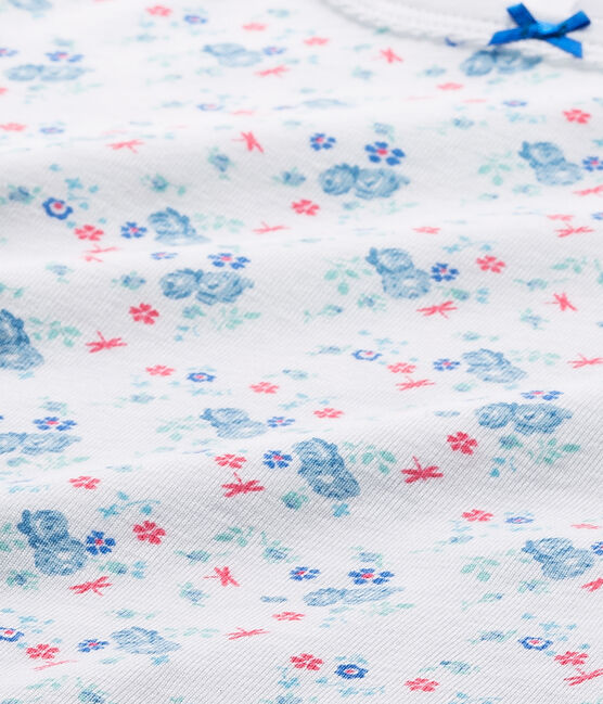 Bedrucktes Mädchen-Shirt weiss ECUME/blau BLEU/ MULTICO