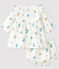 Langärmeliges Blumenkleid mit Unterhose aus Windelstoff für Mädchen weiss MARSHMALLOW/weiss MULTICO