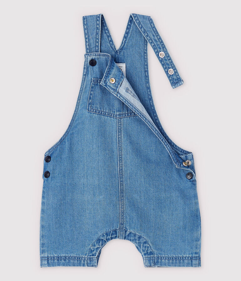Kurze Baby-Latzhose aus hellem Denim blau