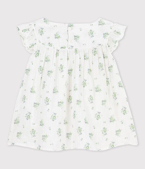 Gemusterte Bluse aus Bio-Musselin-Stoff für Mädchen weiss MARSHMALLOW/weiss MULTICO