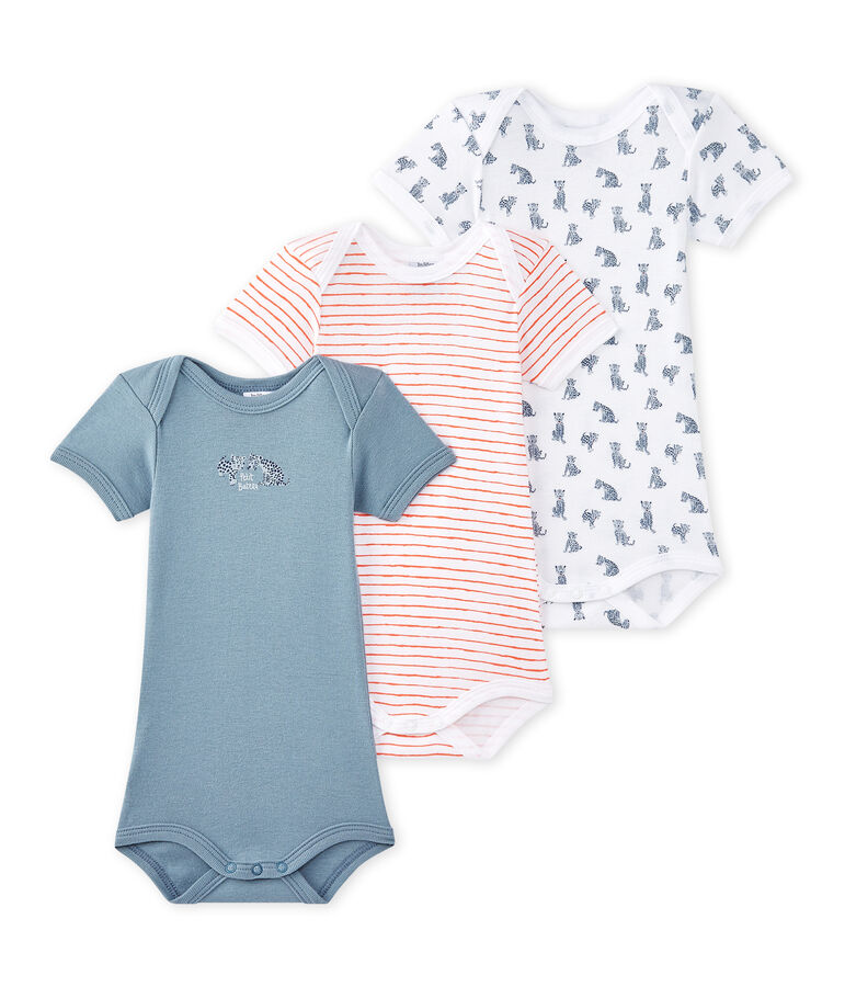 Kurz&auml;rmelige Baby-Jungen-Bodys im 3er-Set weiss