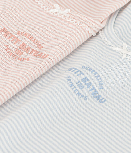 2er-Set kurzärmelige T-Shirts aus Baumwolle mit Ringelstreifen für Mädchen variante 1