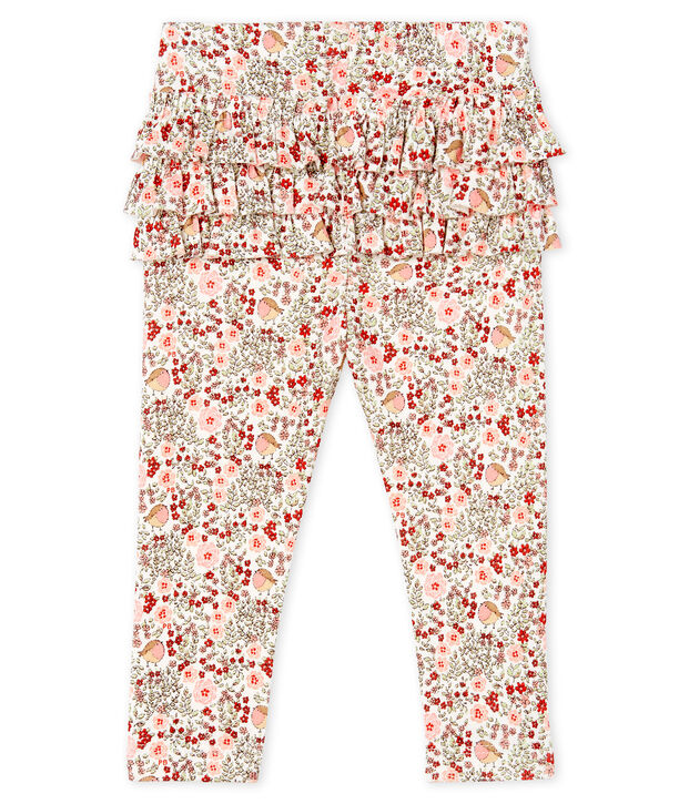 Gemusterte Baby-Legging mit Volants f&uuml;r M&auml;dchen weiss/vielfarbig