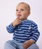 Baby-Streifenshirt aus Baumwolle mit M&ouml;wenaufn&auml;her blau/blau