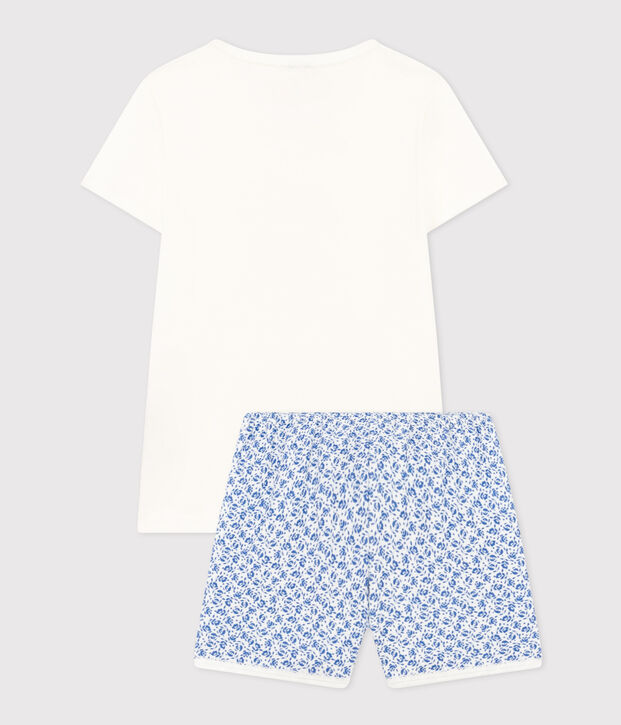 Kurzer Kinderpyjama aus Baumwolle blau/blau
