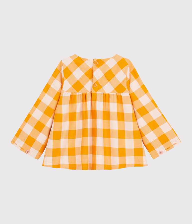 Baby-Bluse aus Flanell. gelb/rosa
