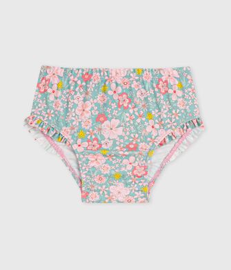 Baby-Badehose mit R&uuml;schen und Blumenmuster